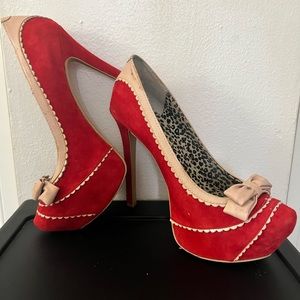 Jessica Simpson red hot suede heels